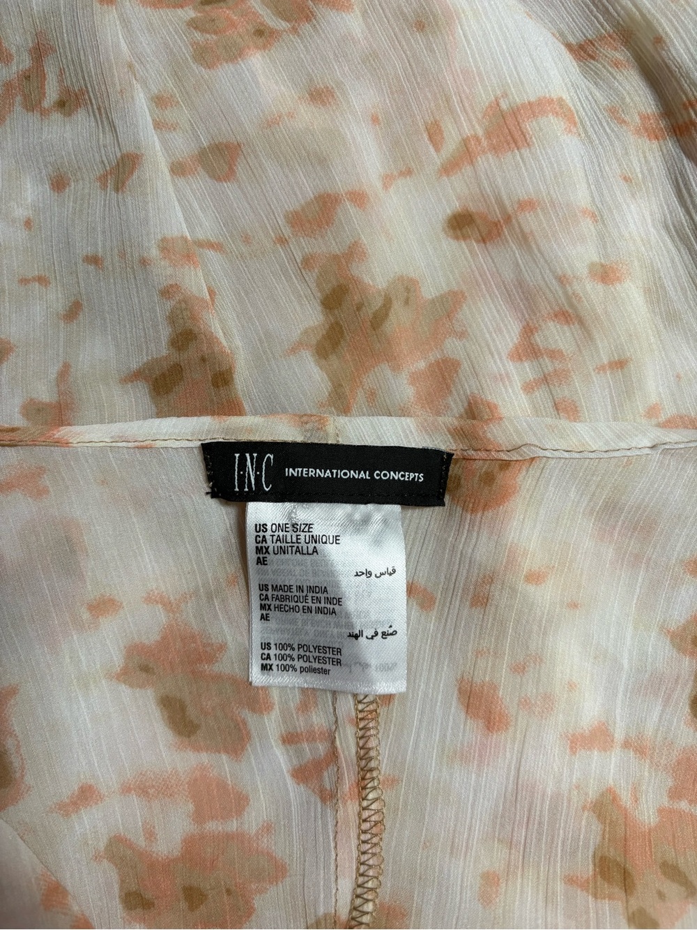 INC International Concepts Sheer Floral Tie-Front Cover-Up in Cream and Beige - Picture 4 of 4